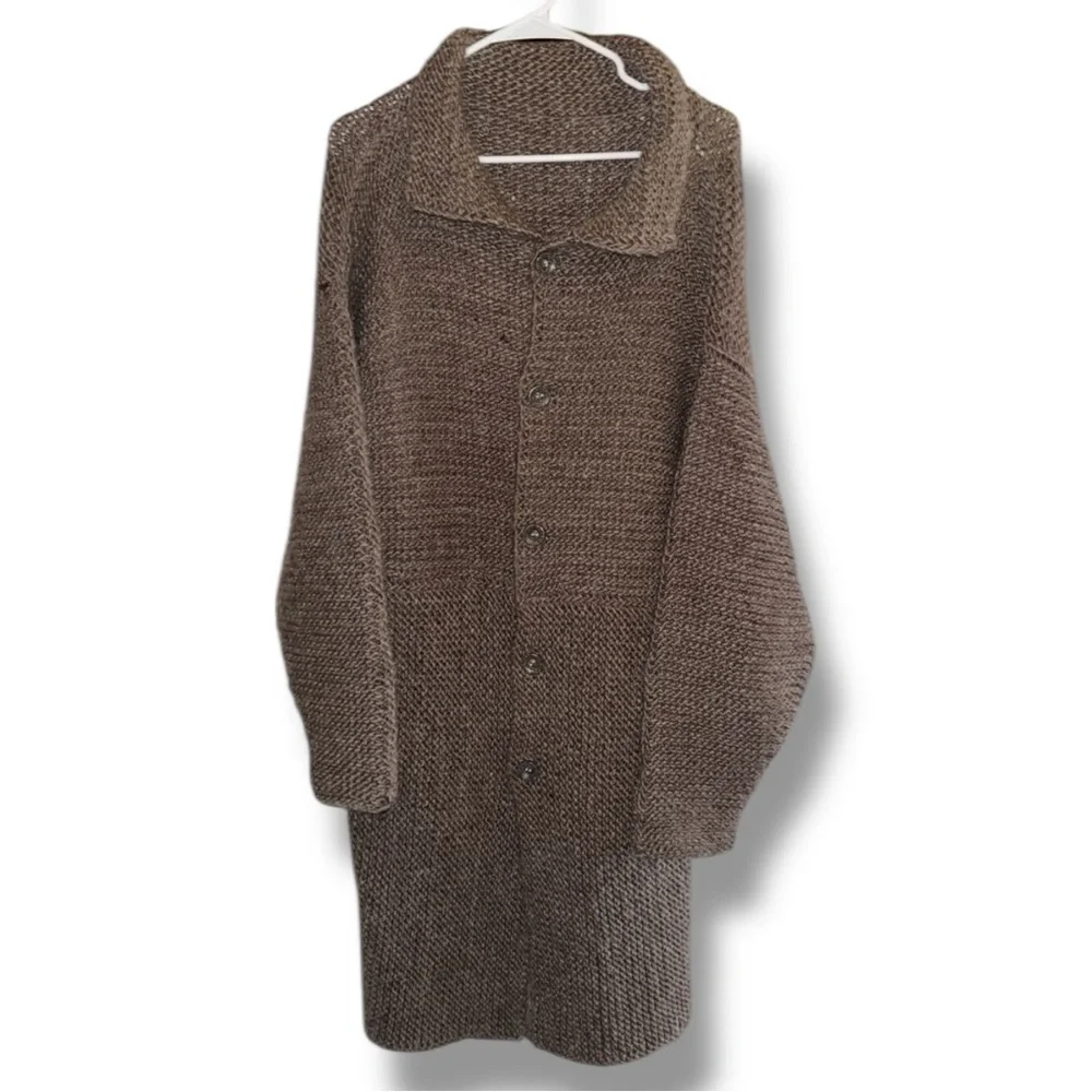 Vintage Look Knit Midi Coatigan - Based on Measurements Fits L/XL Sweater Coat 🤎